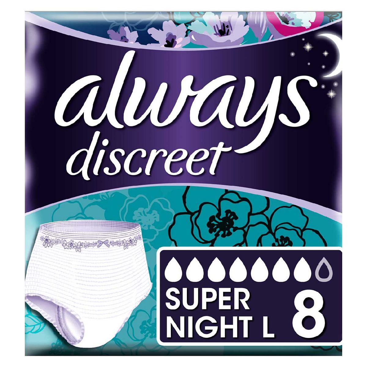 Always Discreet Heavy Pants Super Night (7 Drop) Large x 8 - McGrocer