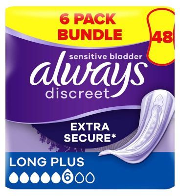 Always Discreet Incontinence Pads Plus Long Plus - 48 pads (6 pack bundle) - McGrocer