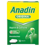 Anadin Original Aspirin Pain Relief Headache Caplets   16 per pack - McGrocer