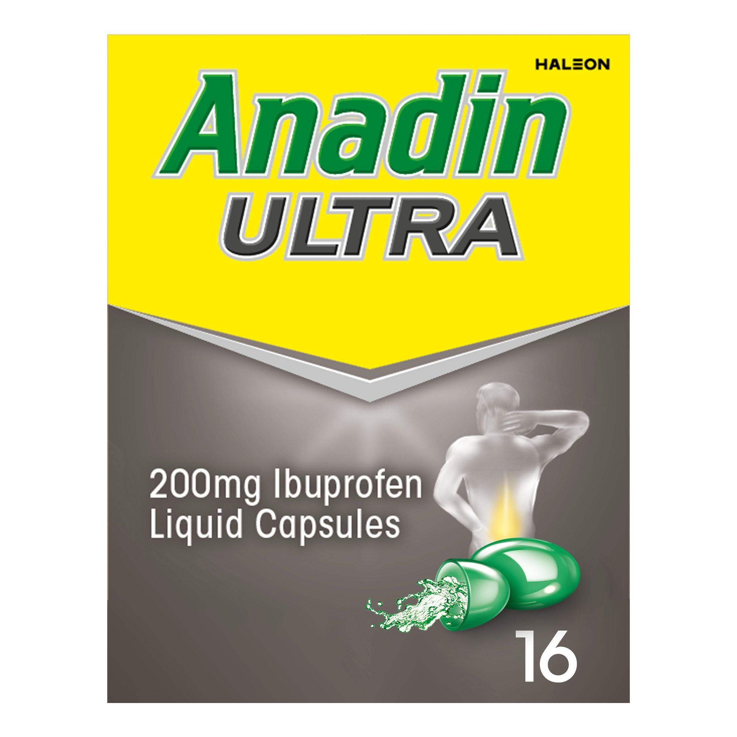 Anadin Ultra Ibuprofen Pain Relief Liquid Capsules x16 - McGrocer