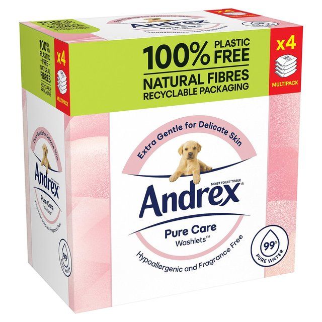 Andrex Pure Care Washlets Flushable Toilet Wipes Quad Pack   4 x 36 per pack - McGrocer
