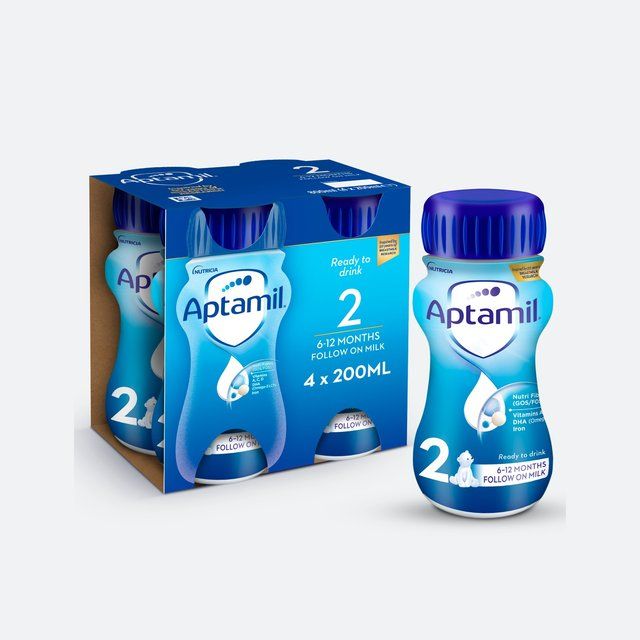 Aptamil 2 Follow On Formula Baby Milk Liquid 6-12 Months Multipack    4 x 200ml - McGrocer