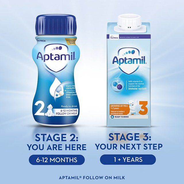 Aptamil 2 Follow On Formula Baby Milk Liquid 6-12 Months Multipack    4 x 200ml - McGrocer
