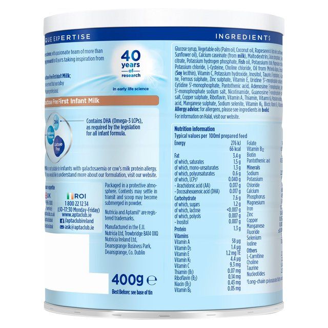 Aptamil Lactose Free First Infant Milk Powder From Birth   400g - McGrocer