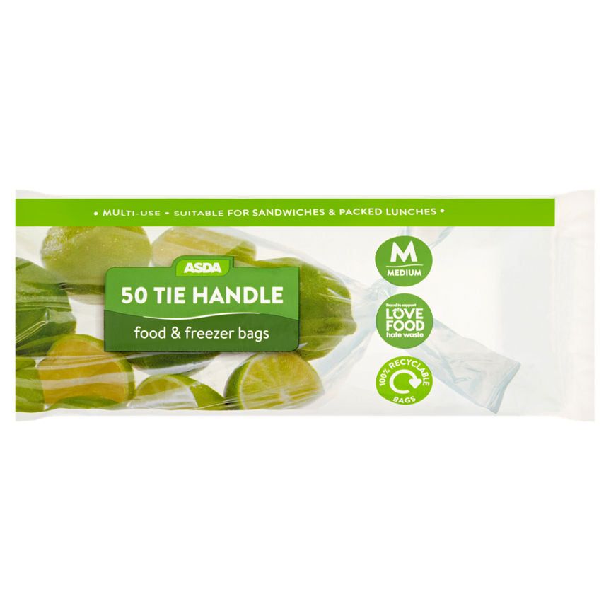 ASDA 50 Tie Handle Food & Freezer Bags Medium - McGrocer