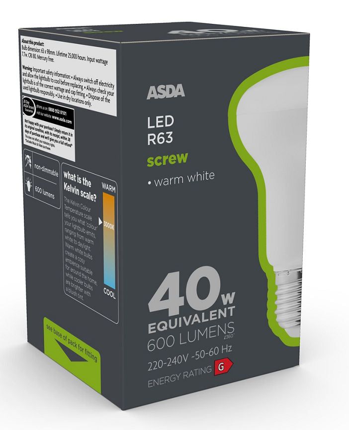 ASDA LED R63 40W Large Screw Lightbulb - McGrocer