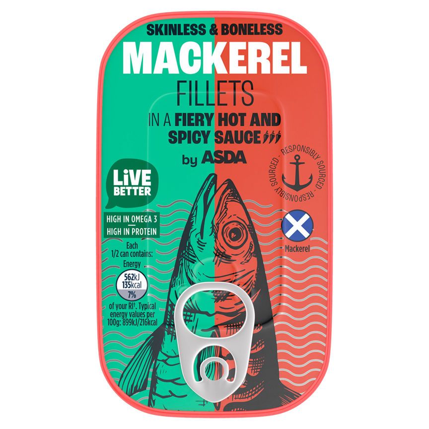 ASDA Mackerel Fillets in a Fiery Hot and Spicy Sauce 125g - McGrocer