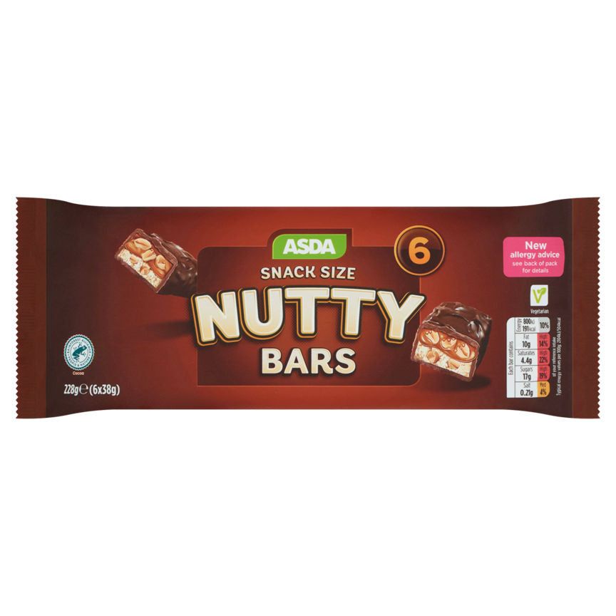 ASDA Snack Size Chocolate Nutty Bars 6 Pack - McGrocer