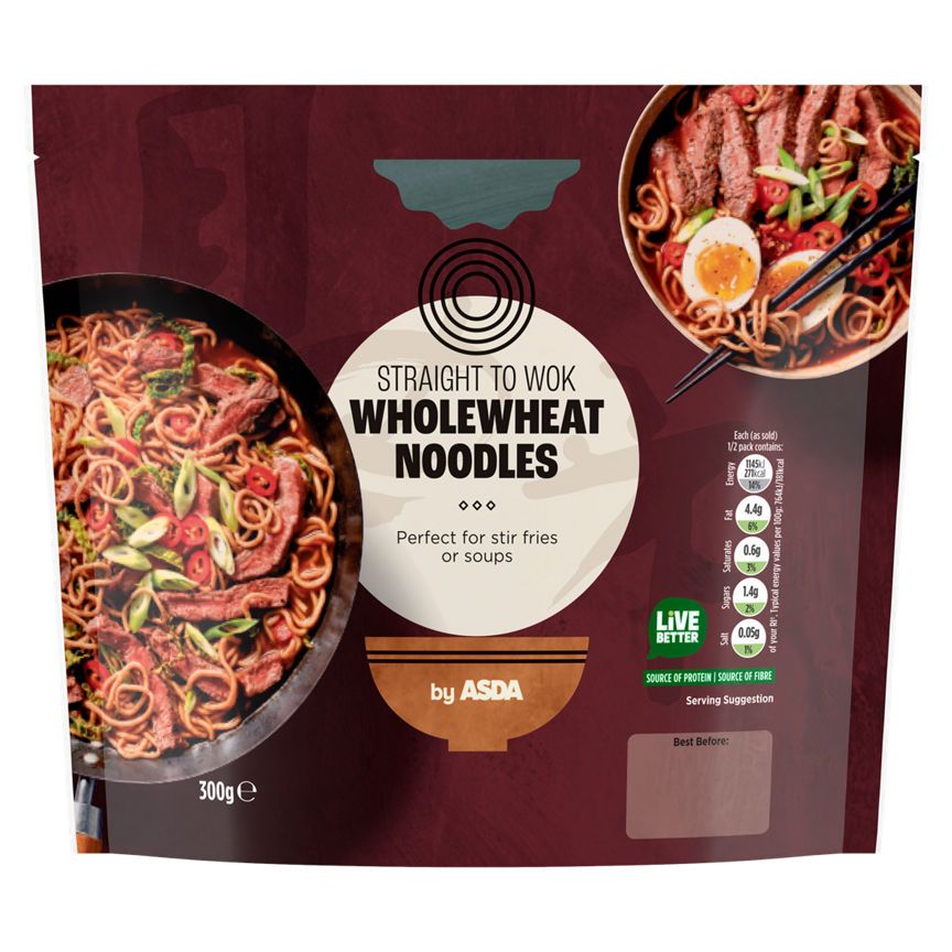 ASDA Straight to Wok Wholewheat Noodles 300g - McGrocer