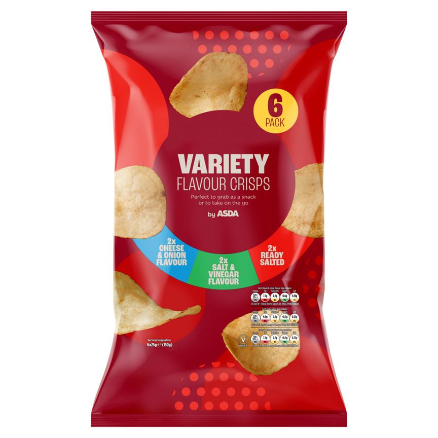 ASDA Variety Flavour Crisps 6 x 25g (150g) - McGrocer