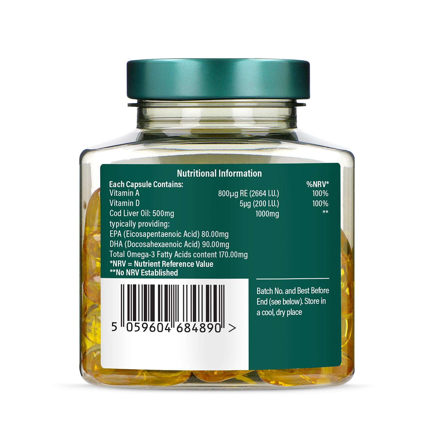 Holland & Barrett Pure Cod Liver Oil 500mg 120 Capsules - 999054