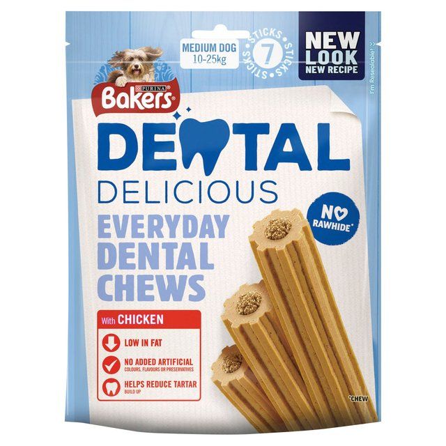 Bakers Dental Delicious Medium Chicken Dog Chews   200g - McGrocer