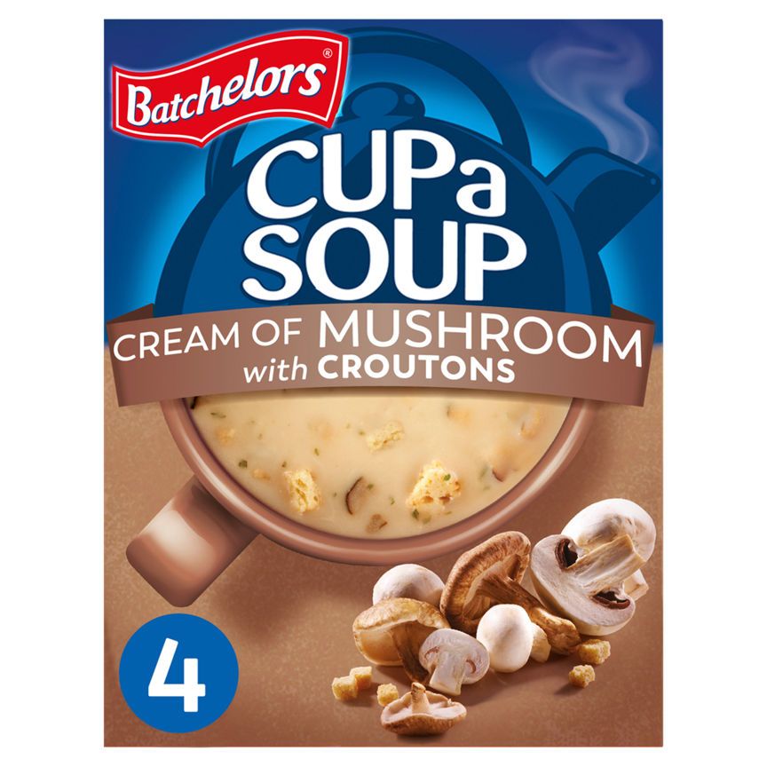 Batchelors Cup a Soup Cream of Mushroom 4 Instant Soup Sachets - McGrocer