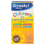 Benadryl Allergy Oral Solution For Children 6+ 70ml - McGrocer