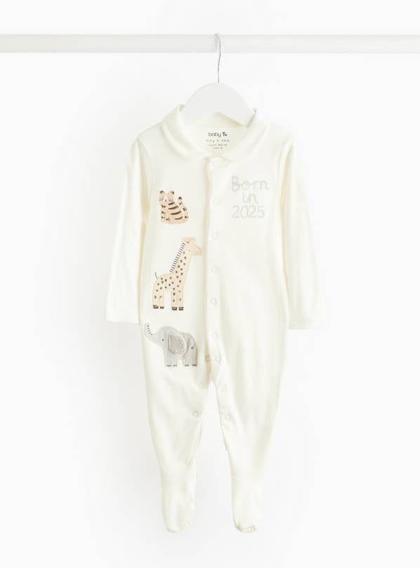 Born In 2025 Safari Print Sleepsuit  9-12 months - McGrocer
