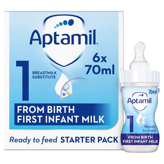 Aptamil 1 First Infant Baby Milk Formula Liquid Starter Pack Ready to Feed   6 x 70ml - McGrocer