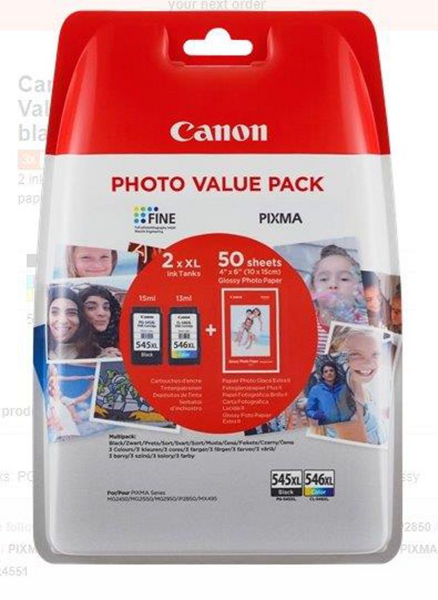 Canon 545XL 546XL Black &amp;amp; Colour Ink Cartridge