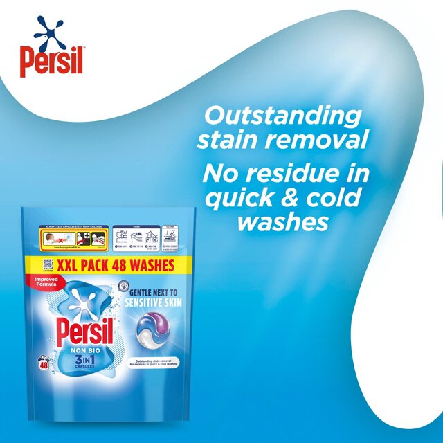Persil Non Bio 3 in 1 Laundry Washing Detergent Capsules 48 Washes   48 per pack - McGrocer