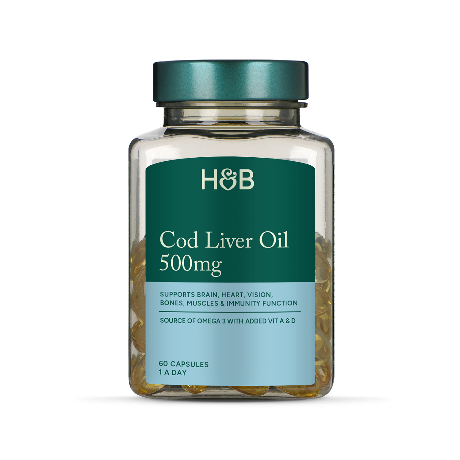 Holland & Barrett Pure Cod Liver Oil 500mg 120 Capsules - 999060