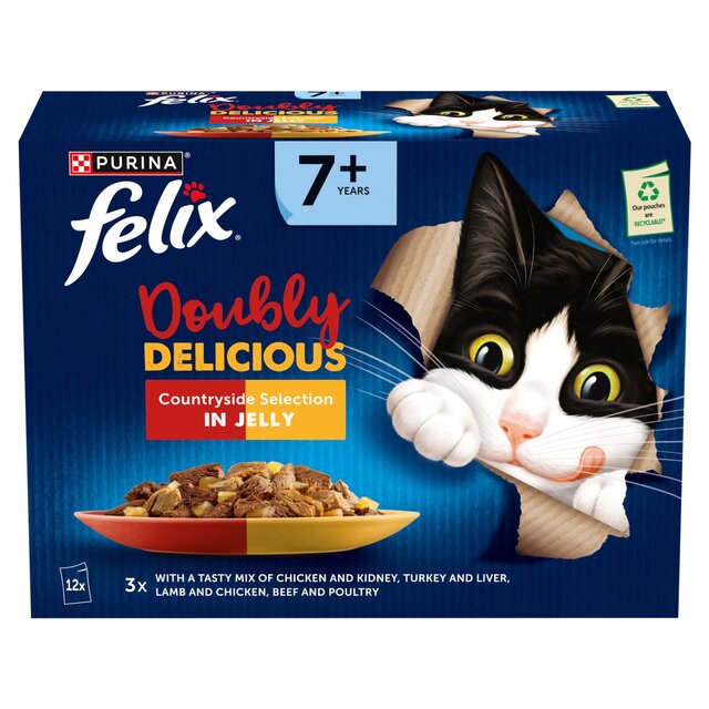 Felix Doubly Delicious 7+ Meaty Selection in Jelly Wet Cat Food   12 x 85g - McGrocer