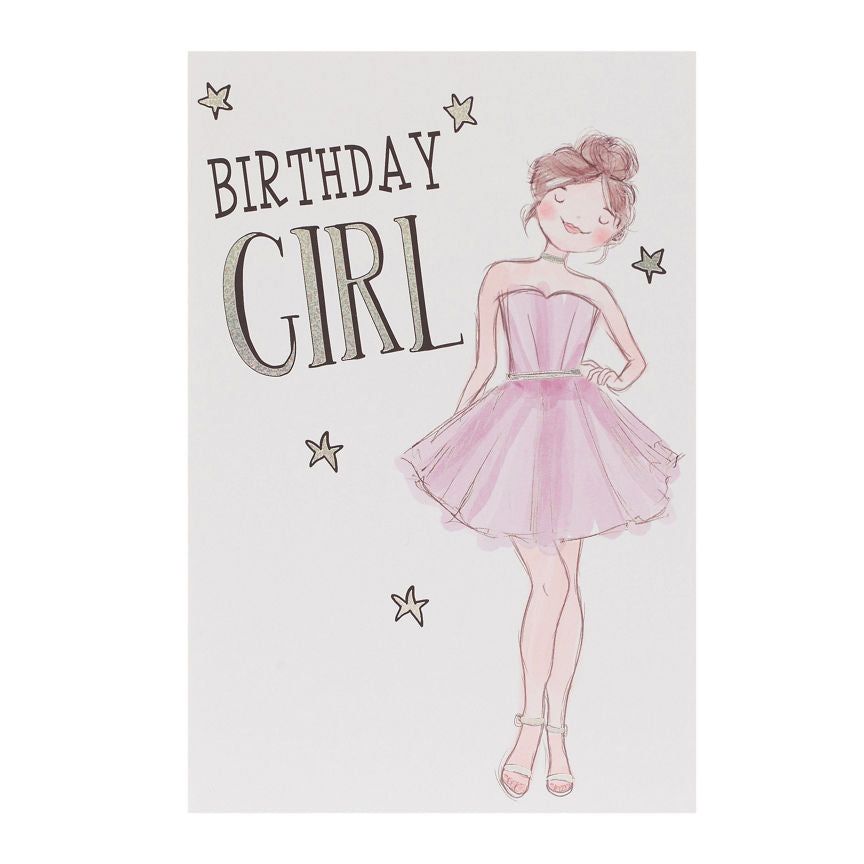 George Home Girl in Dress Birthday Card