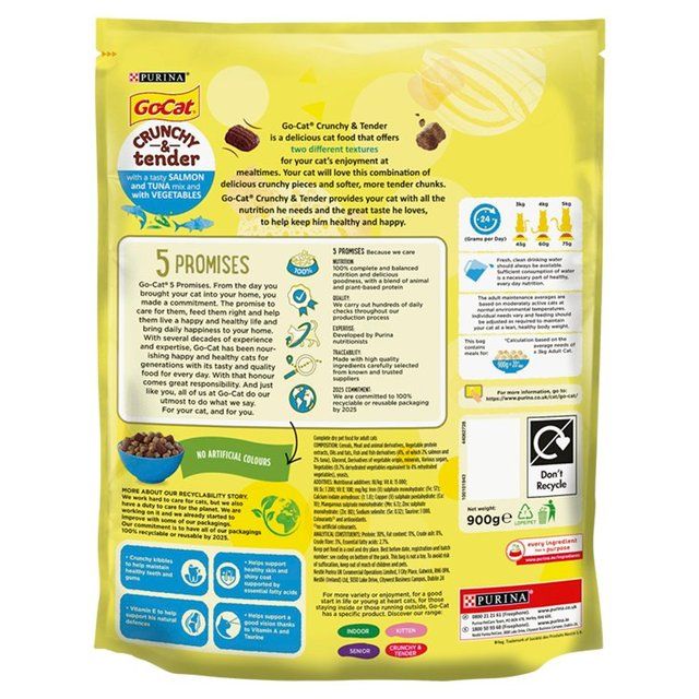 Go-Cat Crunchy &amp;amp; Tender Salmon and Tuna Dry Cat Food    900g