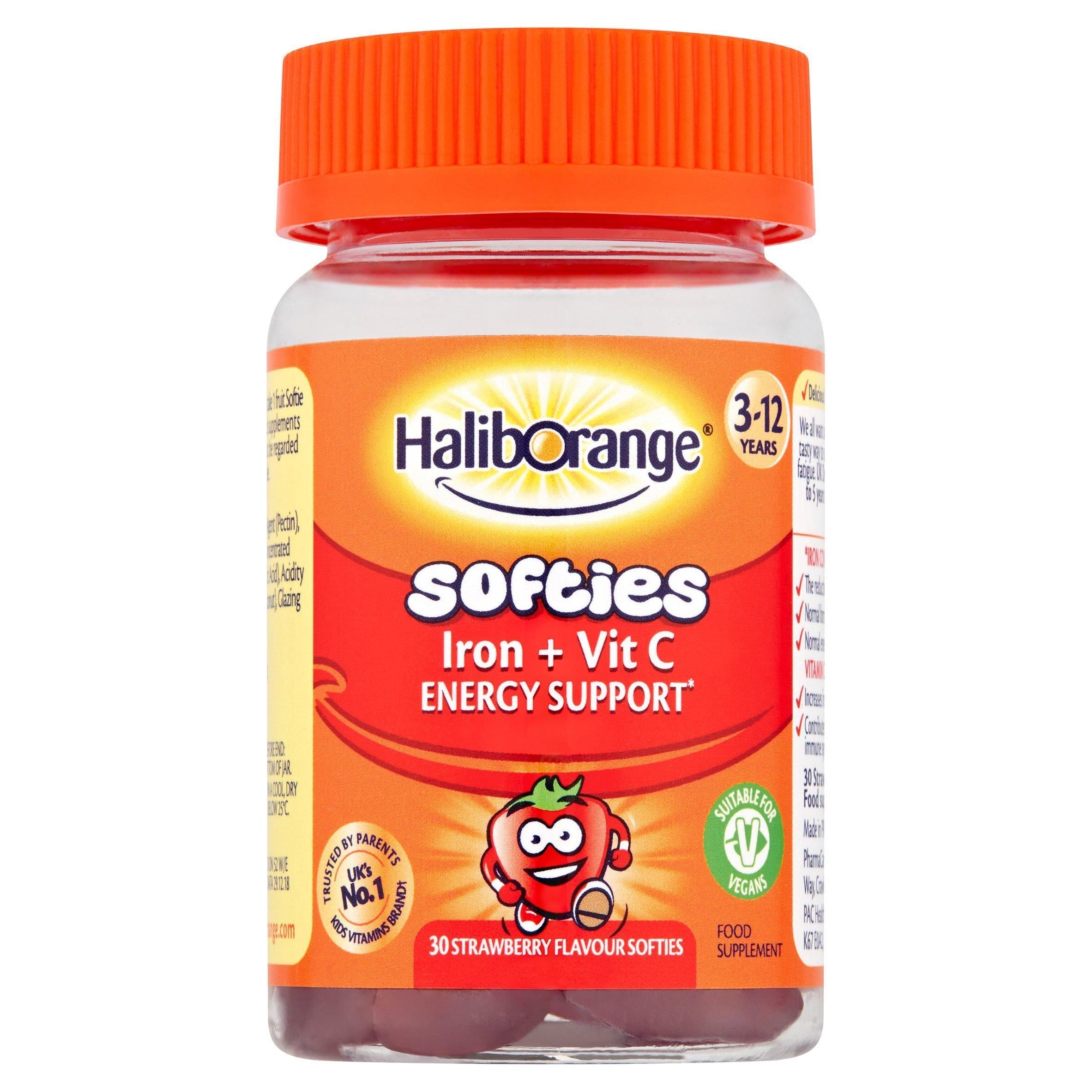 Haliborange Iron &amp;amp; Vitamin C Energy Support Strawberry Softies x30