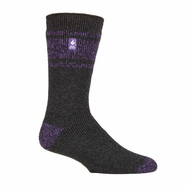 Heat Holders Mens Extra Thick Warm Thermal Socks 6-11 UK Charcoal / Purple (Athens)