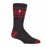 Heat Holders Mens Extra Thick Warm Thermal Socks 6-11 UK Charcoal / Red (Athens) / 1EA