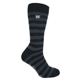 Heat Holders Mens Thermal Slipper Socks 6-11 UK Black / Grey Stripe / 1EA