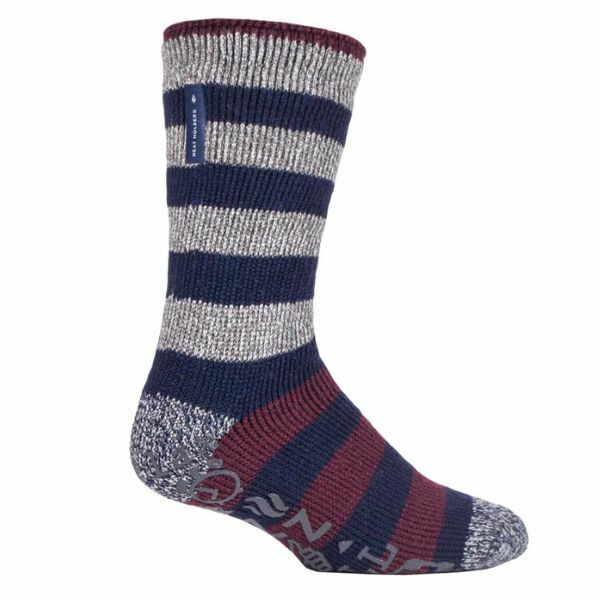 Heat Holders Mens Winter Warm Thermal Slipper Socks 6-11 UK Grey Stripe (Oakley) / 1EA