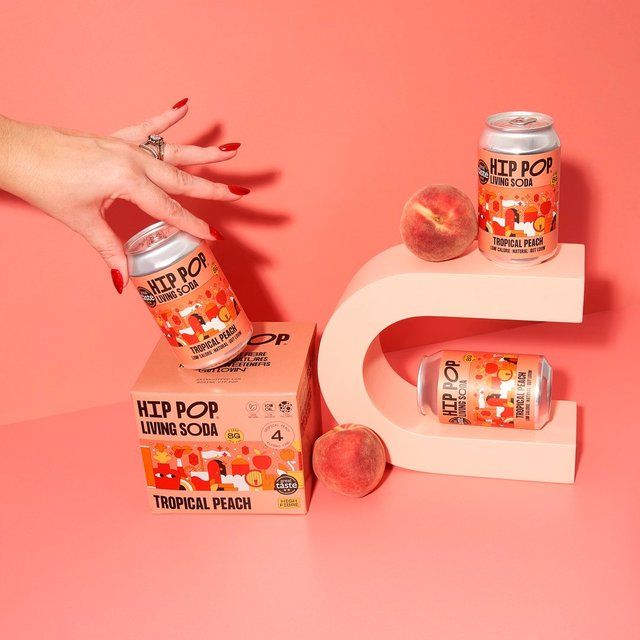 Hip Pop Tropical Peach Living Soda   4 x 330ml