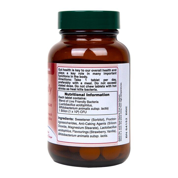 Holland &amp;amp; Barrett Live Friendly Bacteria Strawberry Flavour 60 Chewable Tablets