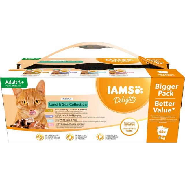 Iams Delights Adult Land &amp;amp; Sea Collection in Gravy Multipack   48 x 85g