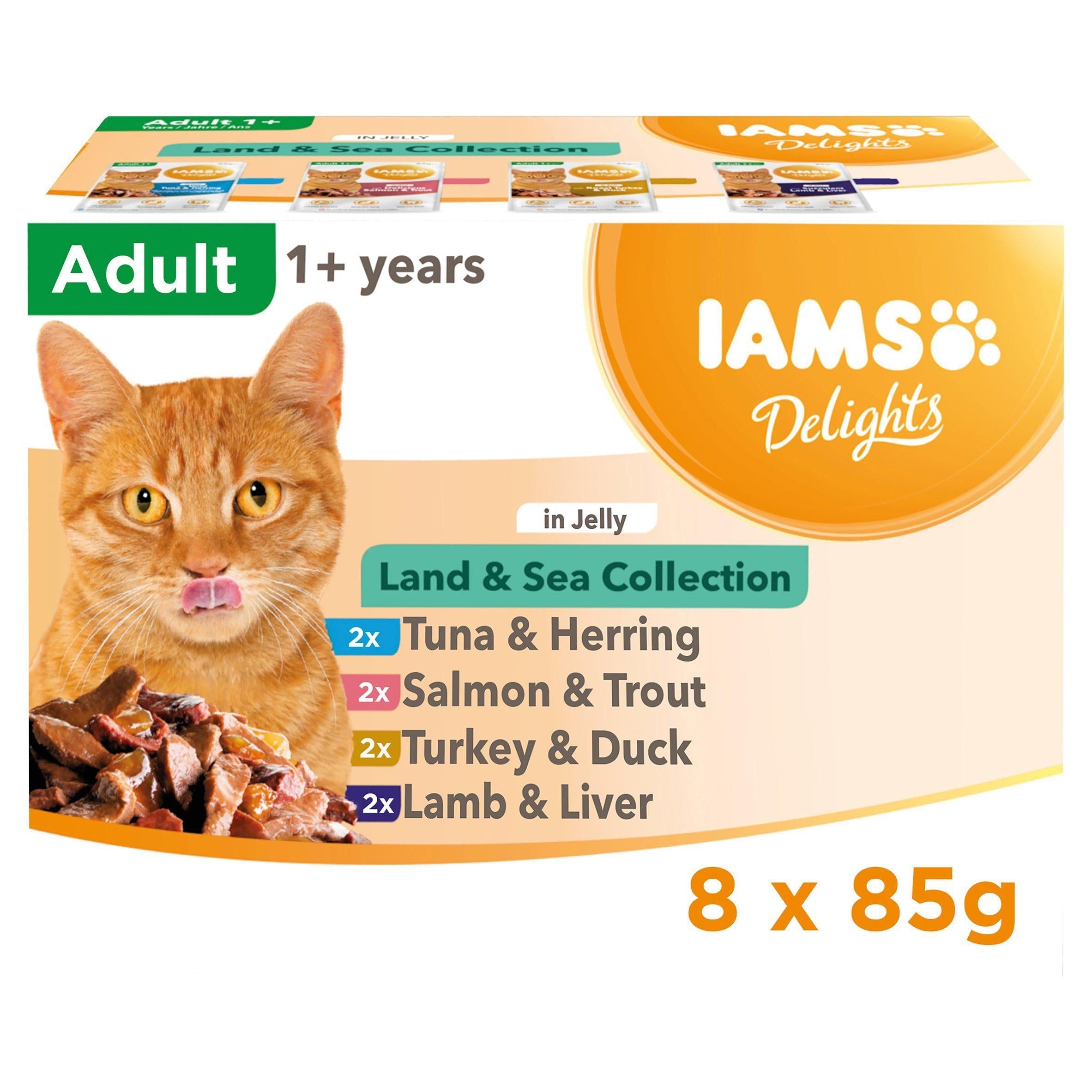 IAMS Delights Land &amp;amp; Sea Collection In Jelly Adult 1+ Years 8x85g