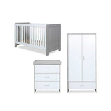 Ickle Bubba Pembrey 3 Piece Furniture Set and Sprung Mattress - Ash Grey and White