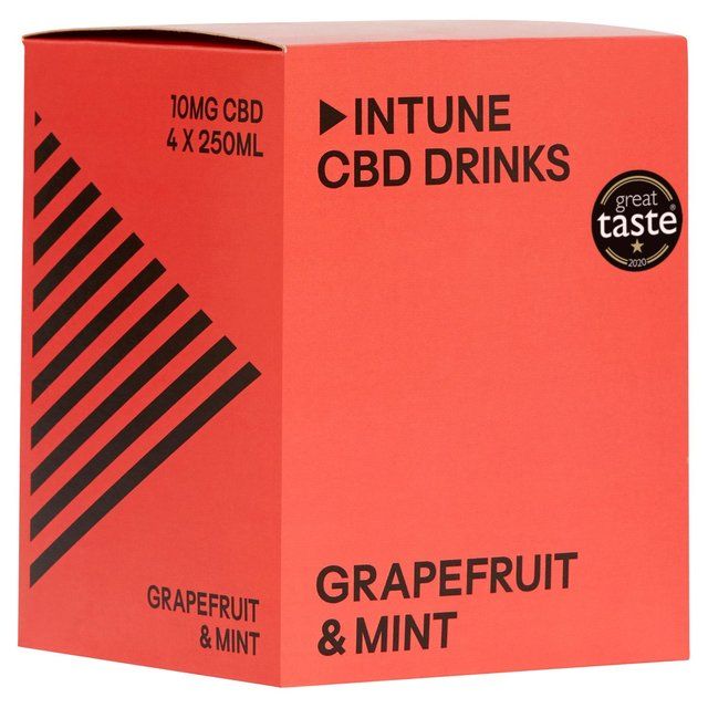 INTUNE Grapefruit &amp;amp; Mint Sparkling CBD Drink   4 x 250ml