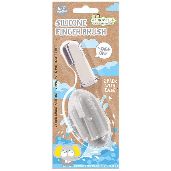 Jack N' Jill Silicone Finger Brush (2 Pack &amp;amp; Case) - Stage 1