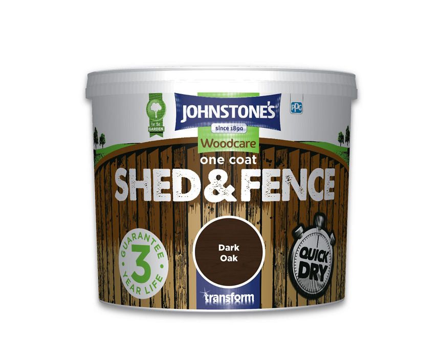 Johnstone's One Coat Shed &amp;amp; Fence 5l - Dark Oak