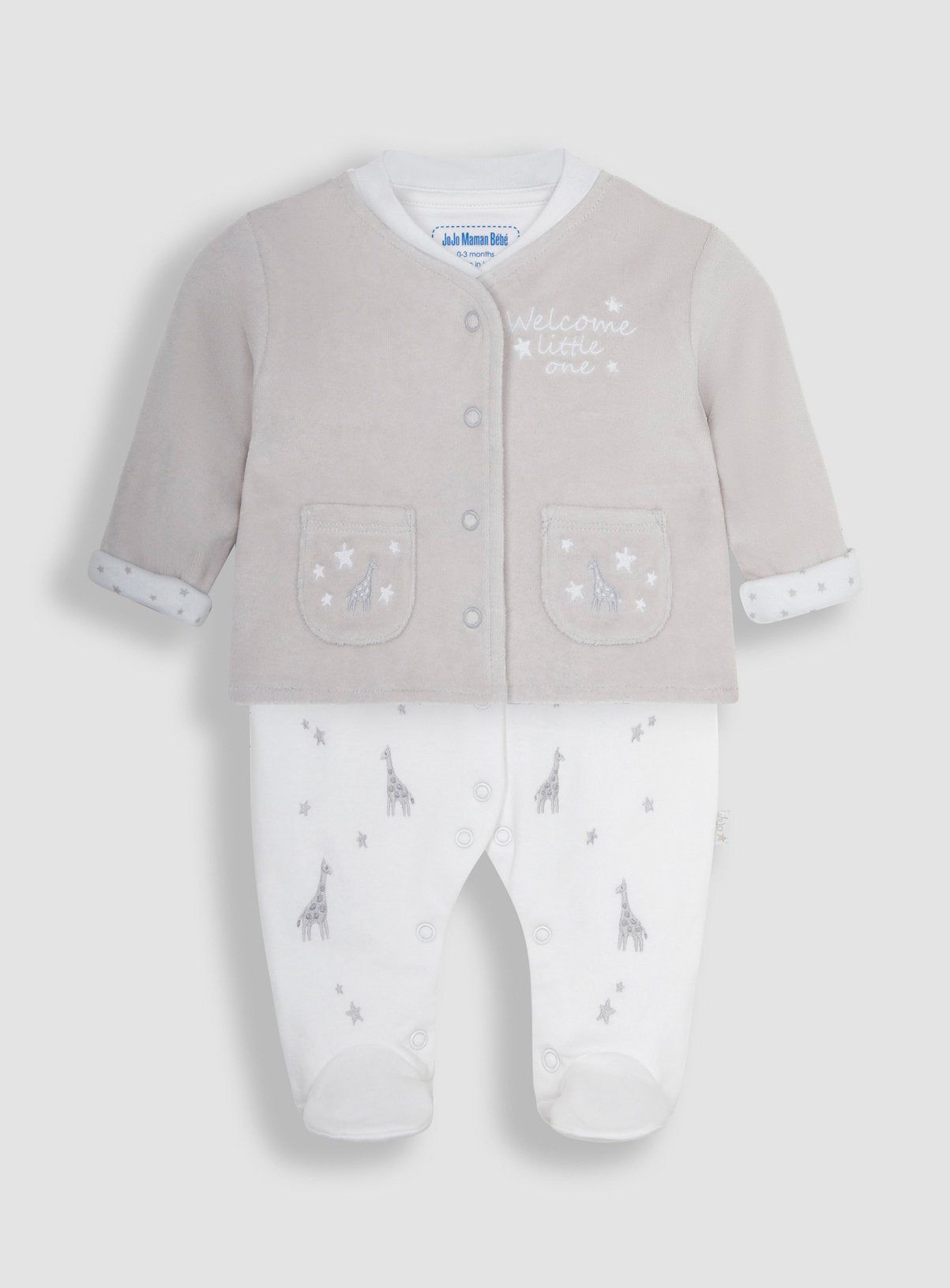 JOJO MAMAN B&amp;Eacute;B&amp;Eacute; 2 Piece Welcome Little One Sleepsuit &amp;amp; Jacket Set 6-9 months