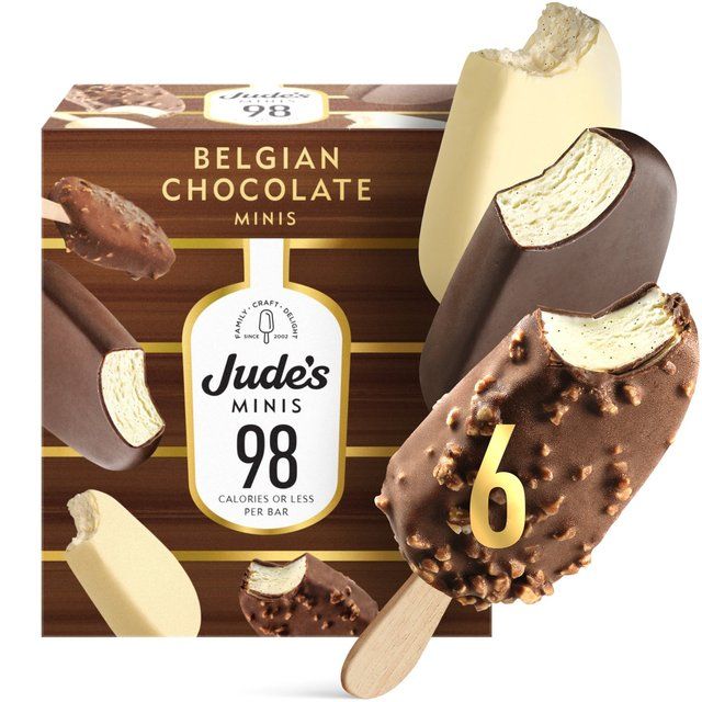 Jude's Mini Chocolate Almond &amp;amp; White Lower Calorie Ice Cream   6 x 50ml