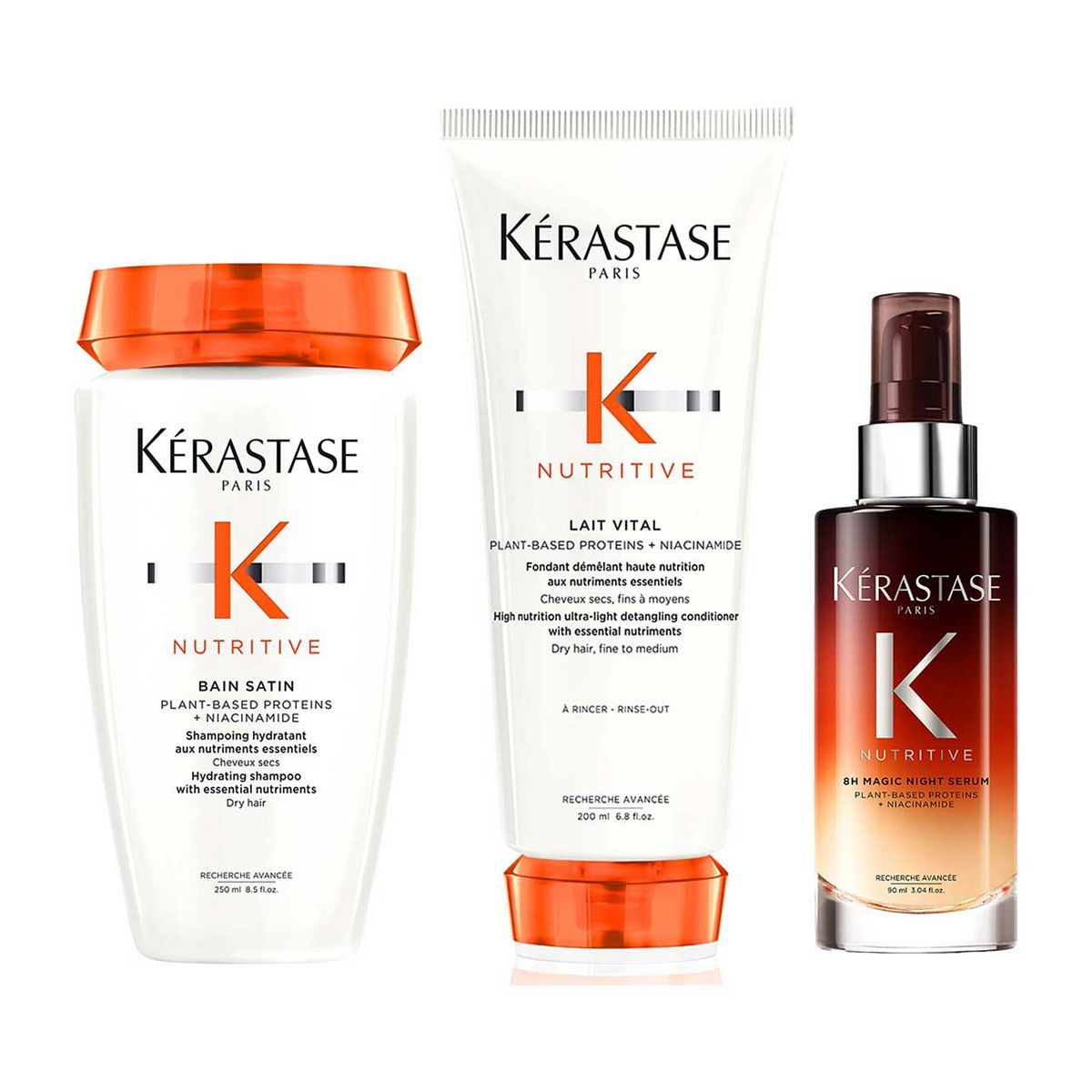 K&amp;eacute;rastase Nutritive Shampoo, Conditioner &amp;amp; Hair Serum Set, Hydrating Routine for Dry Hair Lacking Nutrition Trio