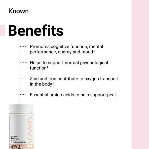 Known Focus Raspberry Vegan Gummy Supplements x 60