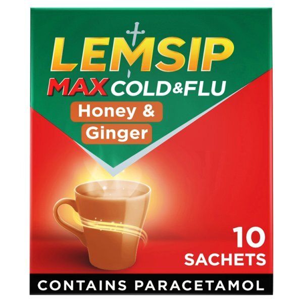 Lemsip Max Cold &amp;amp; Flu Honey &amp;amp; Ginger Flavour Sachets 10s