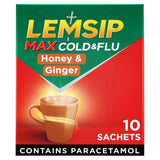 Lemsip Max Cold &amp;amp; Flu Honey &amp;amp; Ginger Flavour Sachets 10s