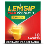 Lemsip Max Cold &amp;amp; Flu Lemon Sachets Paracetamol 10s