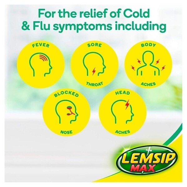 Lemsip Max Cold &amp;amp; Flu Lemon Sachets Paracetamol 10s