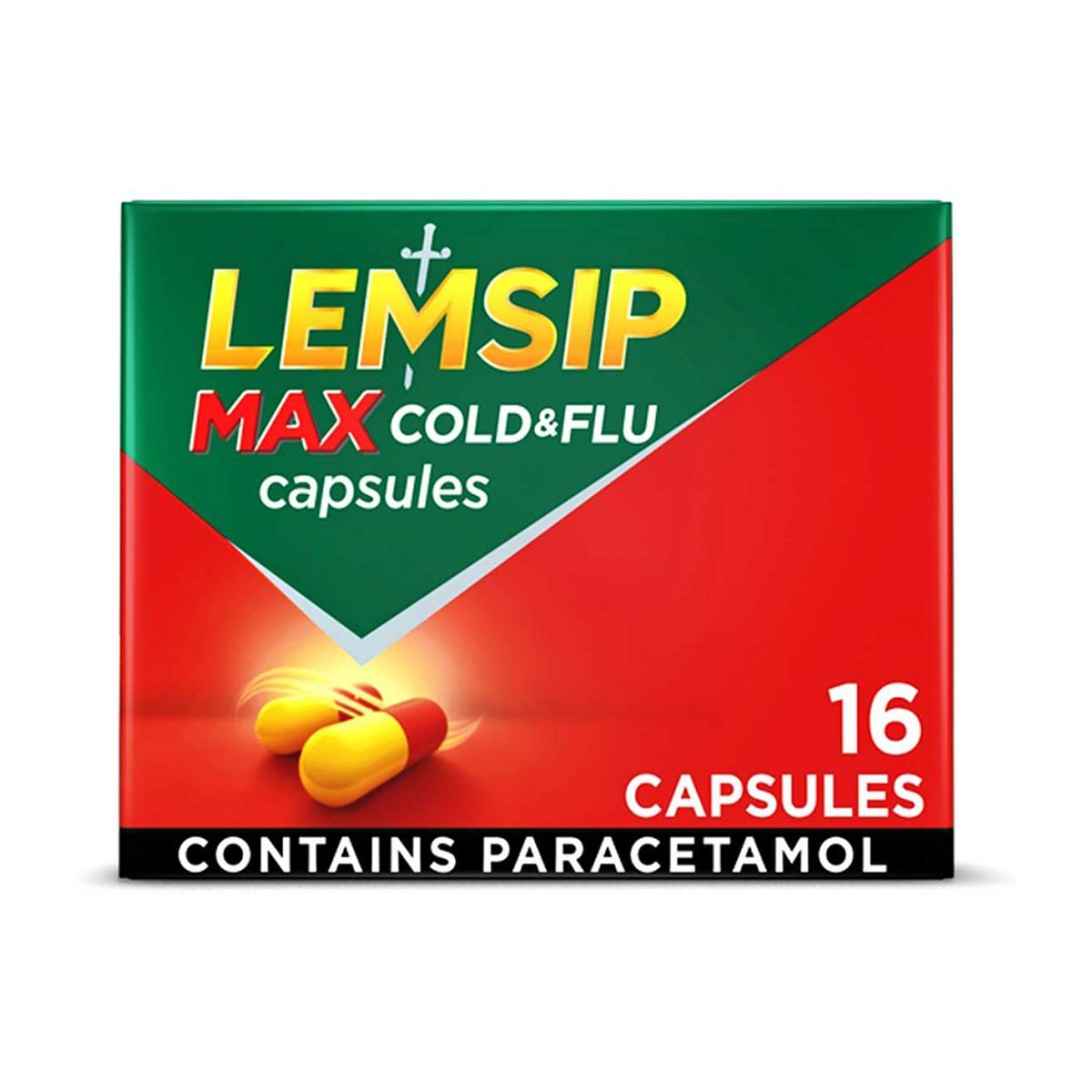 Lemsip Max Cold &amp;amp; Flu Lemon Sachets Paracetamol 16 Capsules