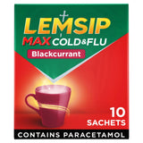 Sachets Lemsip Max Remède contre le rhume et la grippe, Cassis x10