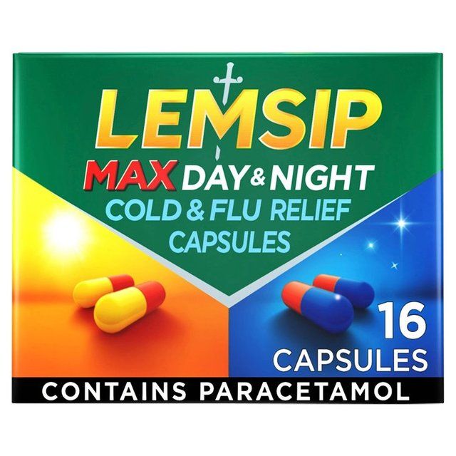 Lemsip Max Day &amp;amp; Night Capsules Paracetamol Cold &amp;amp; Flu   16 per pack